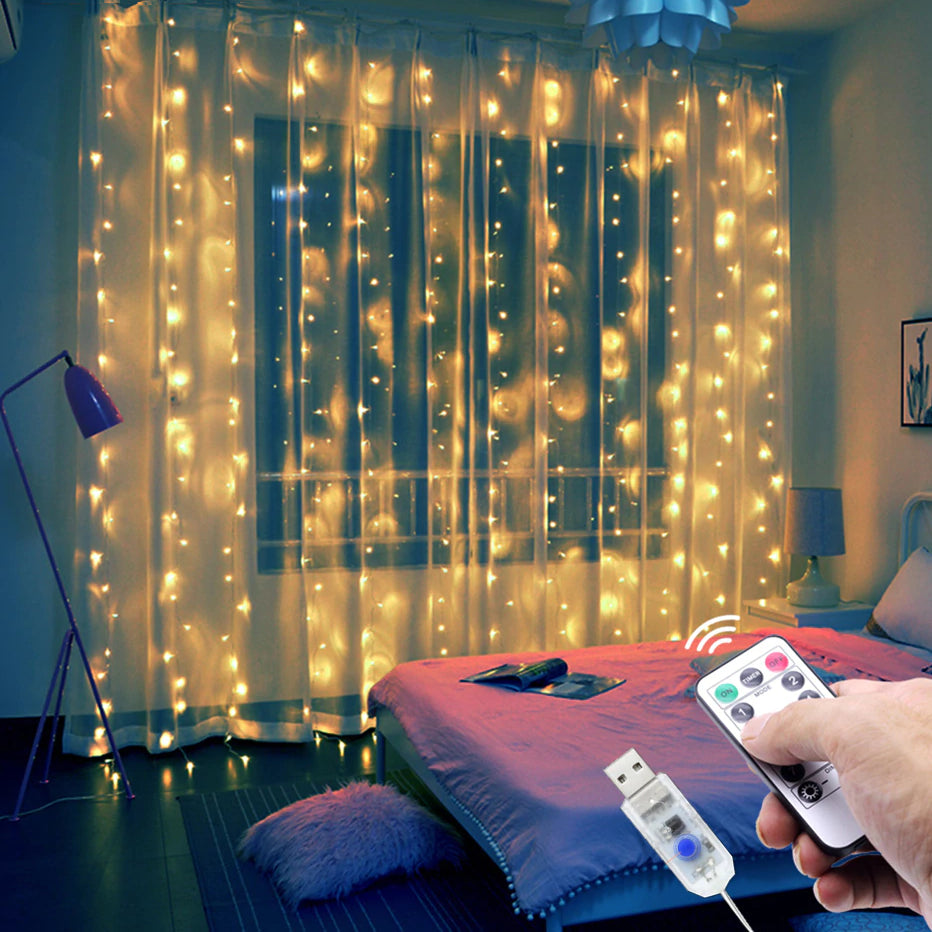 Net Curtains LED Lights with Remote
