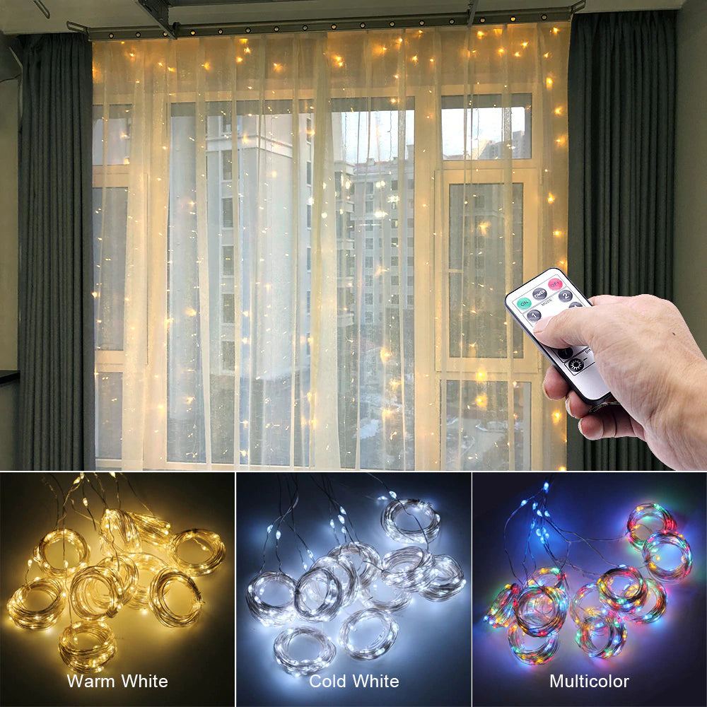Net Curtains LED Lights with Remote