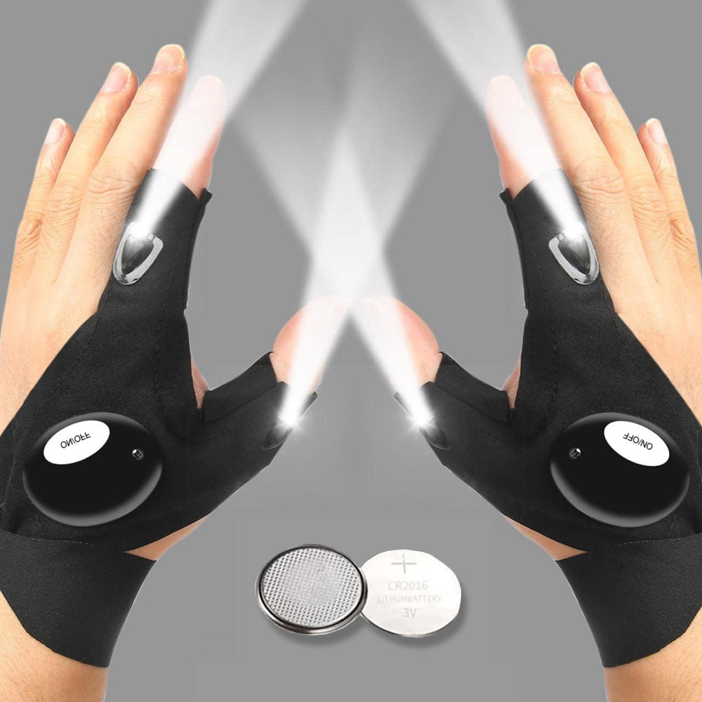 LED Half Finger Glove Outdoor Night Fishing Flashlight