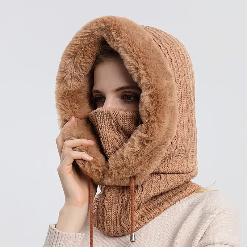 Thick Winter Fur Hooded Snood