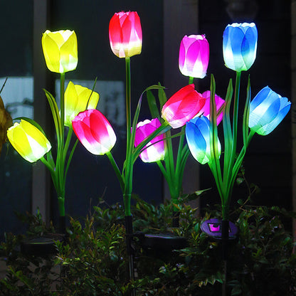 Solar Powered Tulip Flower Outdoor Garden Decoration