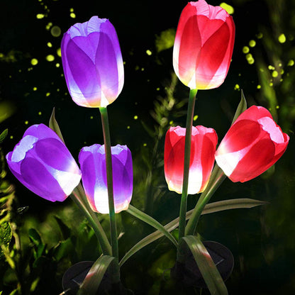 Solar Powered Tulip Flower Outdoor Garden Decoration
