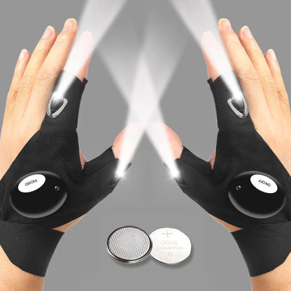 LED Half Finger Glove Outdoor Night Fishing Flashlight