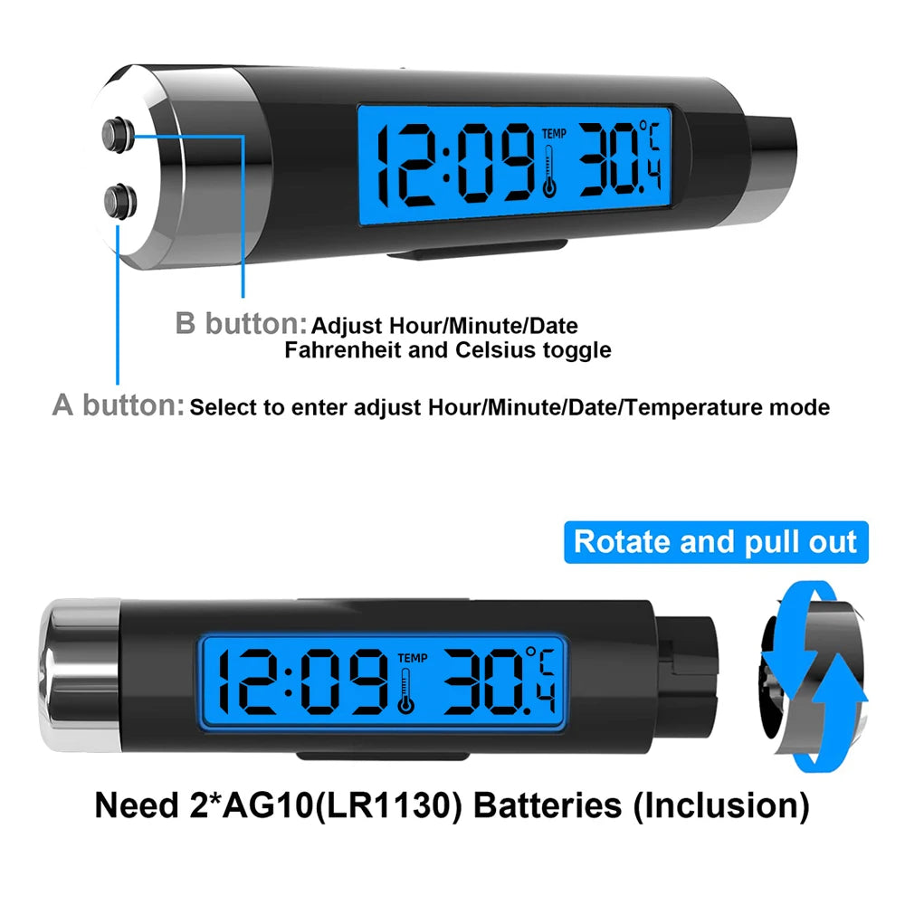 Car Clock Thermometer Display