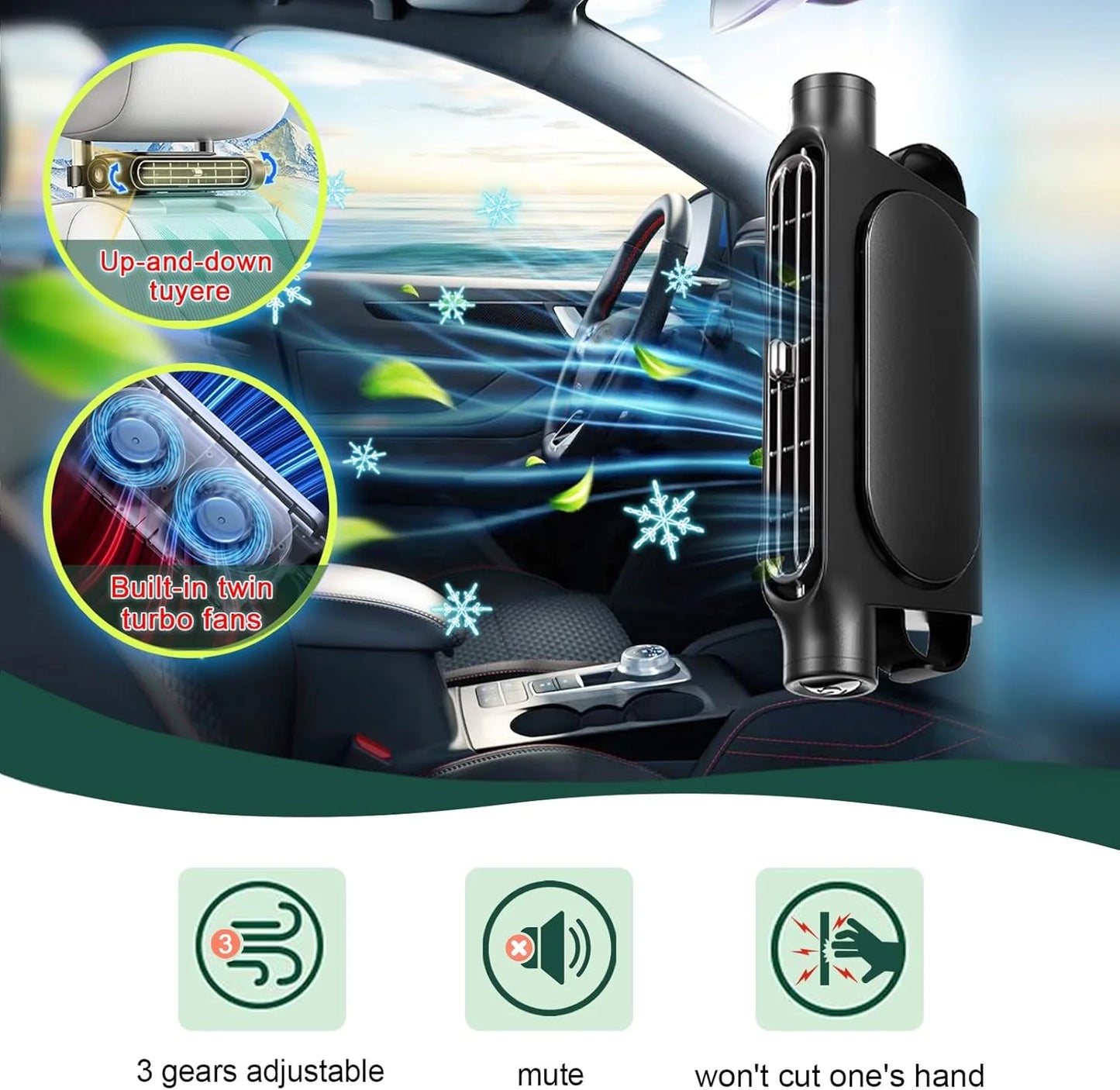 Car Headrest Neck Fan