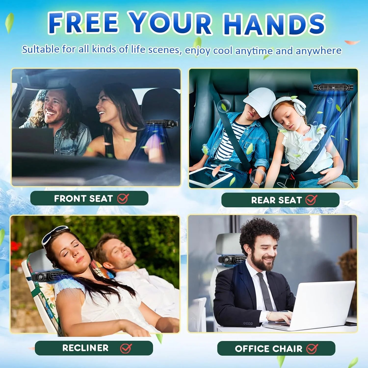 Car Headrest Neck Fan