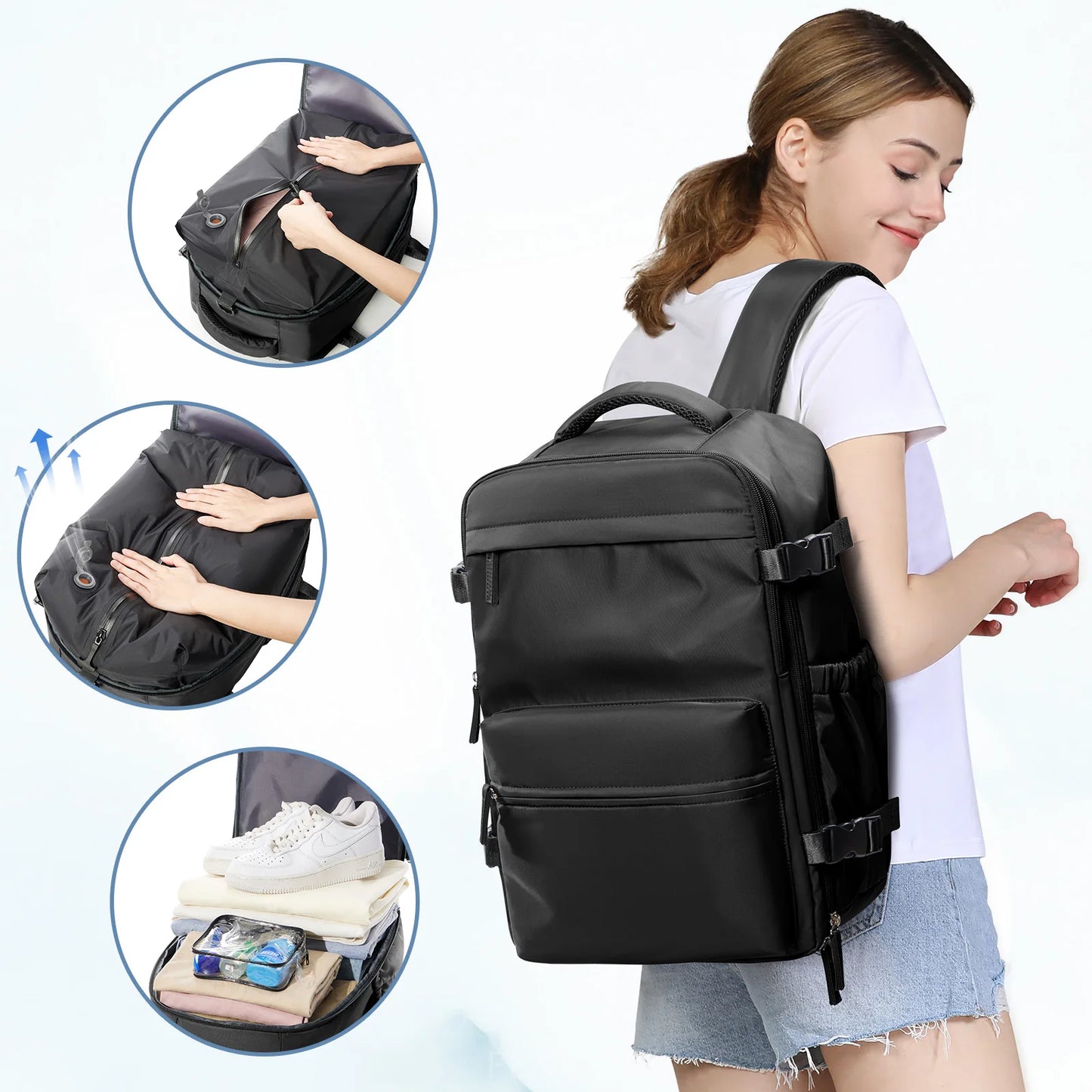 Flight-Approved Vacuum Compression Backpack