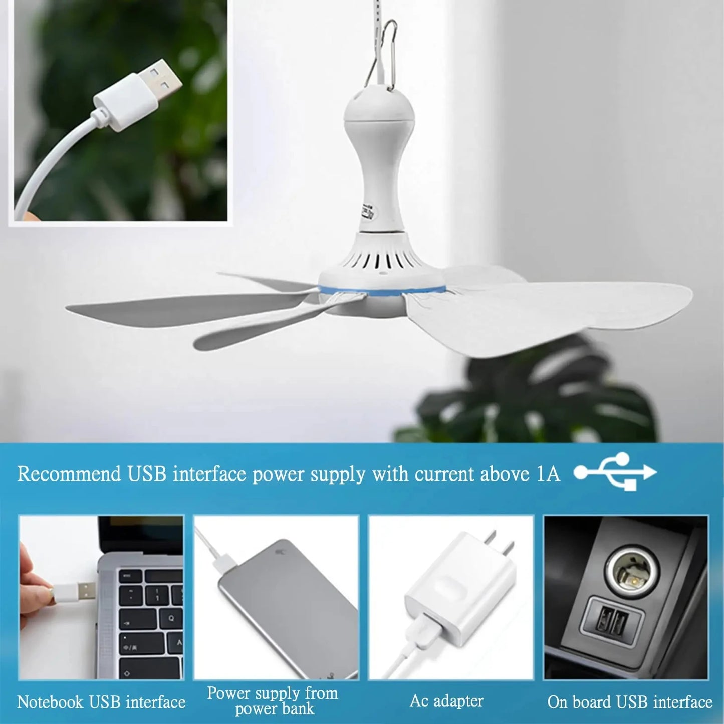 Hanging USB Powered Ceiling Fan