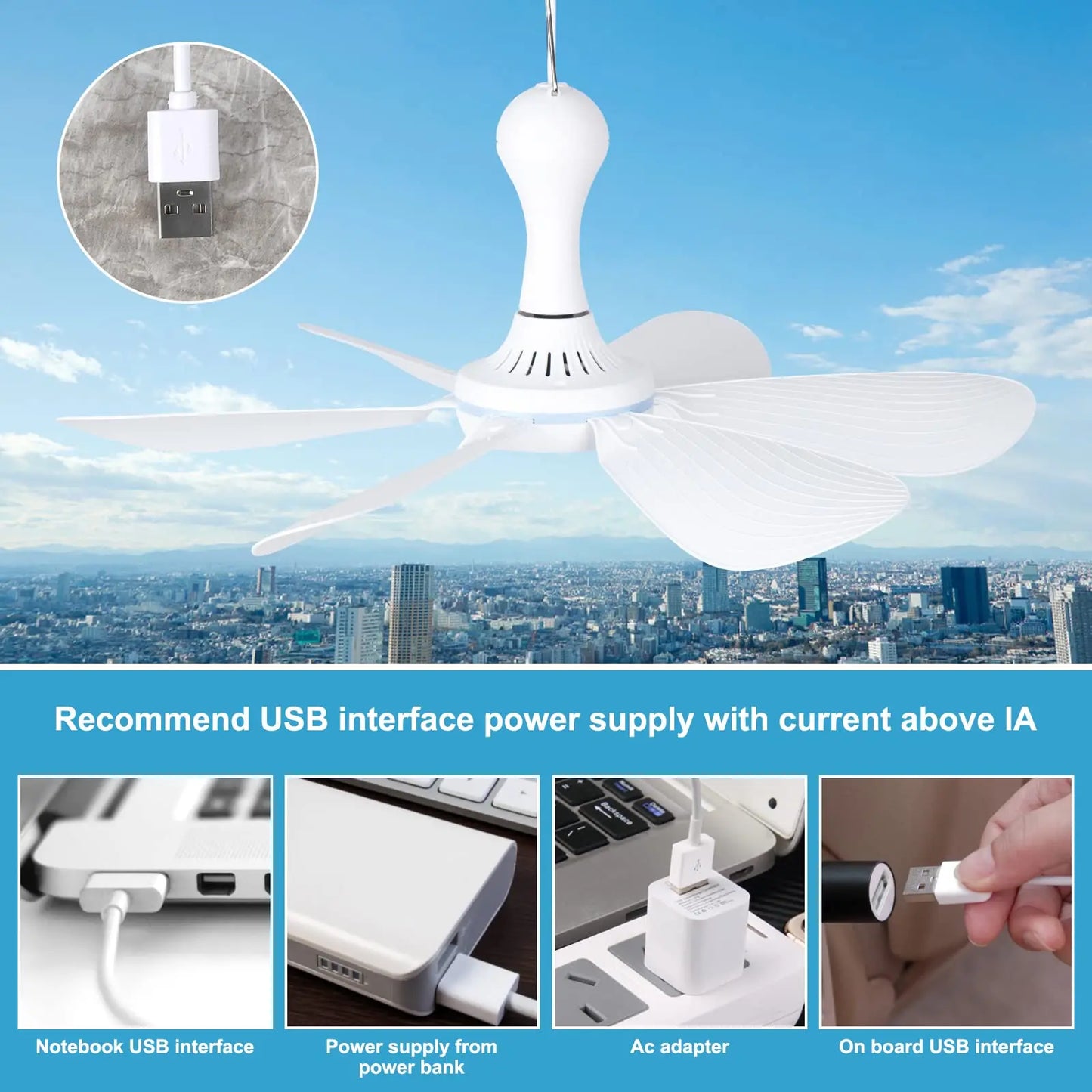 Hanging USB Powered Ceiling Fan