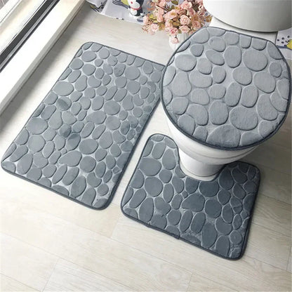 Non-Slip 3pc Bathroom Mat Set