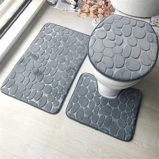 Non-Slip 3pc Bathroom Mat Set