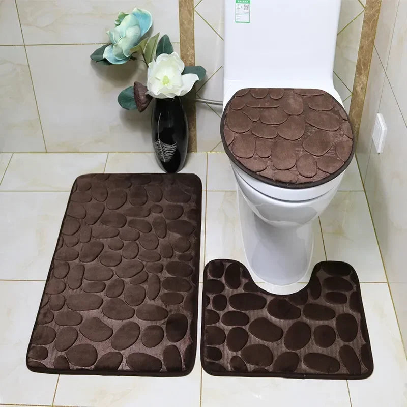 Non-Slip 3pc Bathroom Mat Set