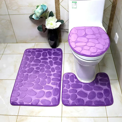 Non-Slip 3pc Bathroom Mat Set