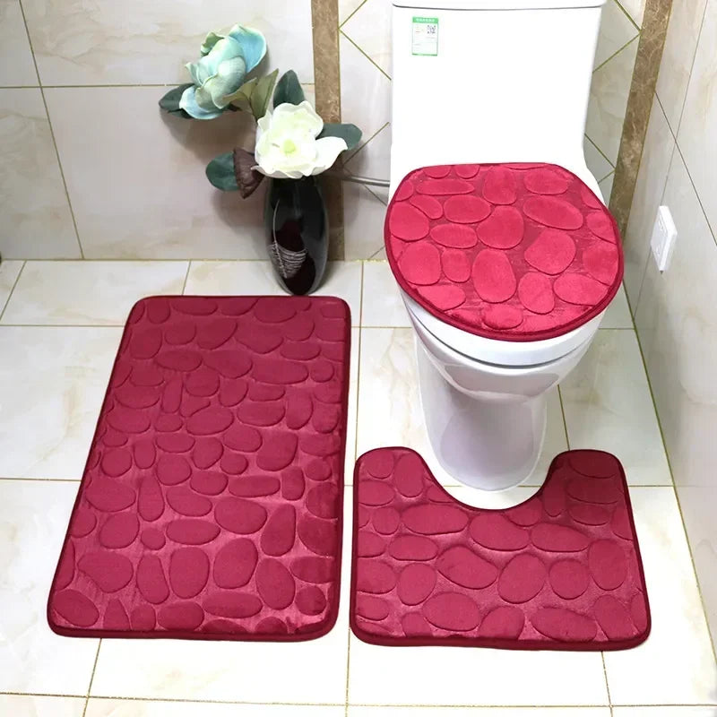Non-Slip 3pc Bathroom Mat Set