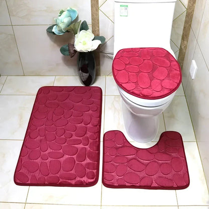 Non-Slip 3pc Bathroom Mat Set
