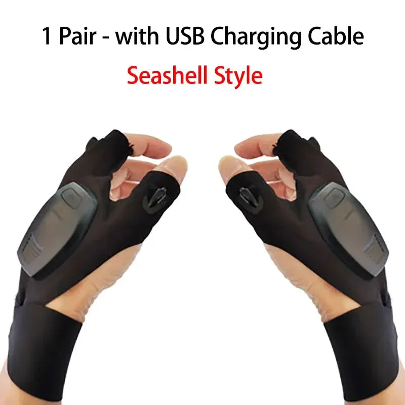 Half Finger LED Flashlight Glove