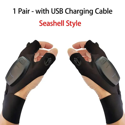 Half Finger LED Flashlight Glove