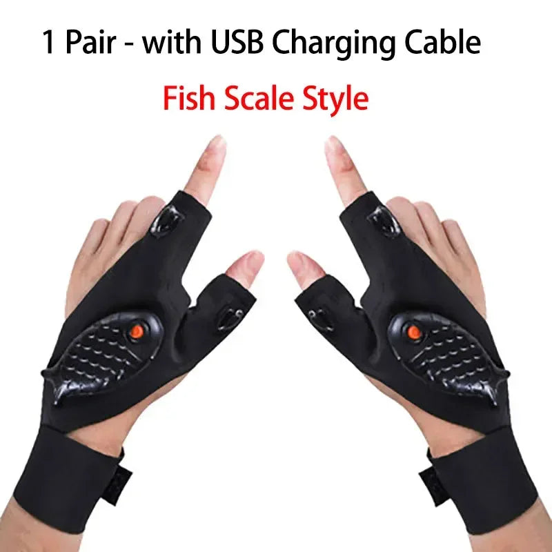 Half Finger LED Flashlight Glove
