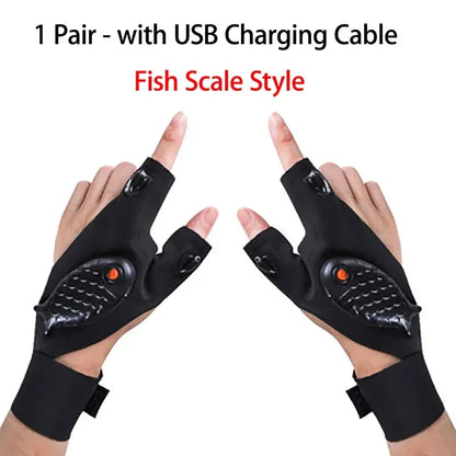 Half Finger LED Flashlight Glove