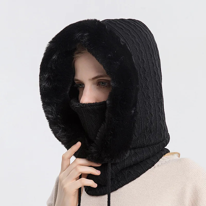 Thick Winter Fur Hooded Snood