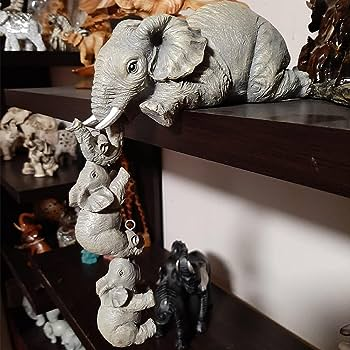 Set of Three Cute Elephant Figurines