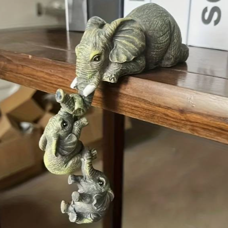 Set of Three Cute Elephant Figurines