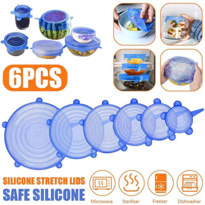 Set of 6 Silicone Suction Food Covers