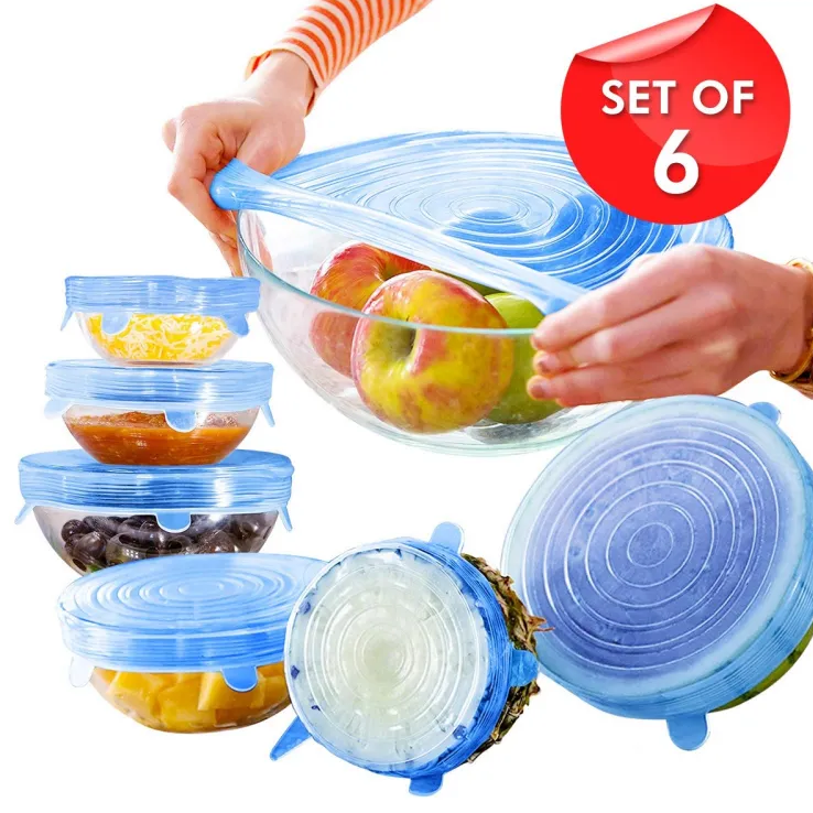 Set of 6 Silicone Suction Food Covers