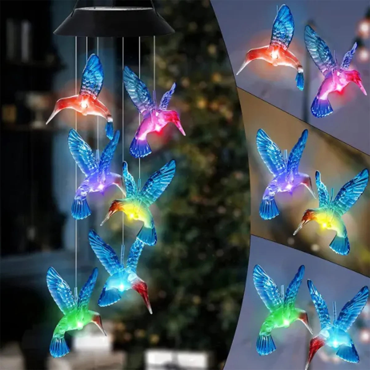 Solar LED Hummingbird Wind Chime