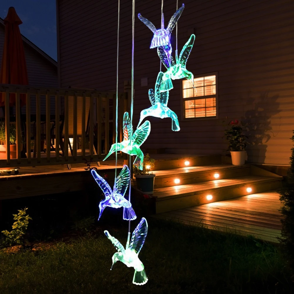 Solar LED Hummingbird Wind Chime
