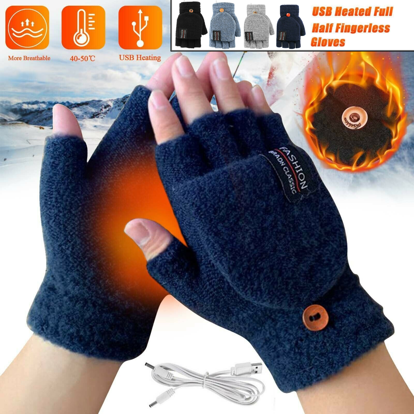 USB Electric Double Sided Heated Gloves